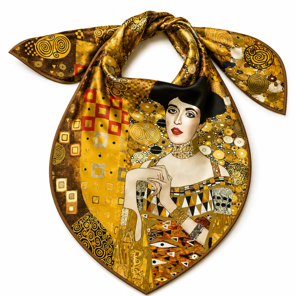 PAOLA RIVELLI Šátek, 90 x 90 cm Gustav Klimt Adela Bloch Bauer