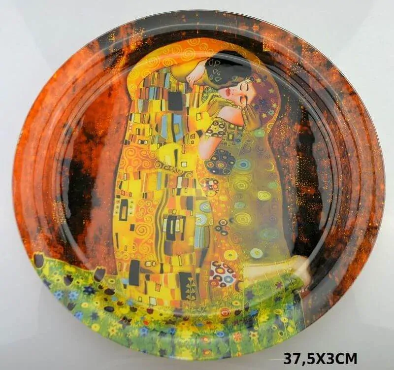 Skleněný tácek kulatý s průměrem 37.5 cm Gustav Klimt The Kiss, 287121