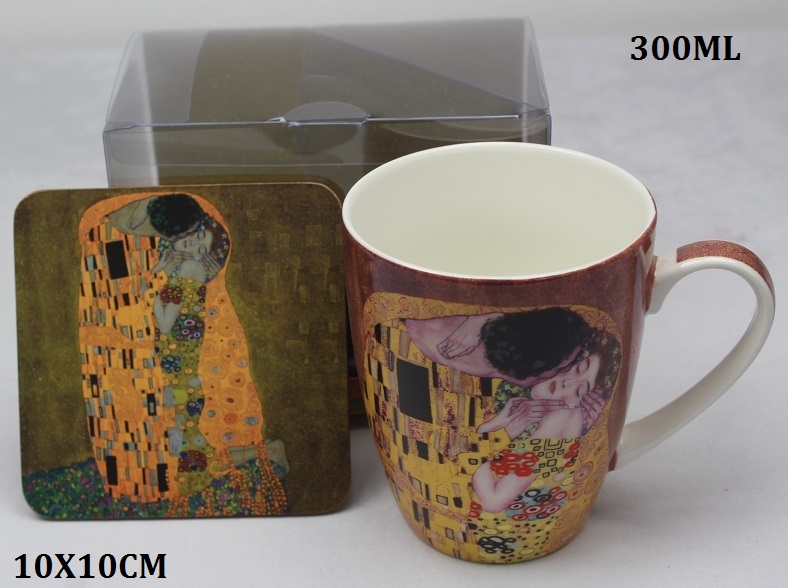 Hrnek s korkovou podložkou Gustav Klimt 0,30l The Kiss