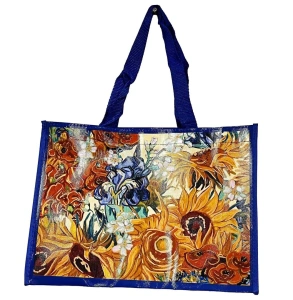 Nákupní taška PVC Vincent van Gogh – Slunečnice a Hvězdná noc, 34×25×10 cm