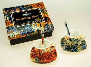 Espresso souprava Van Gogh Kosatce a máky 2 šálky 80 ml porcelán