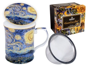Porcelánový hrnek Vincent van Gogh Hvězdná noc 400 ml s víčkem a sítkem