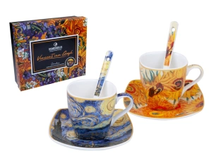 Espresso šálky van Gogh Hvězdná noc Slunečnice 2x80 ml 6 dílů