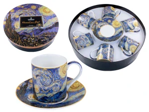 Porcelánová kávová souprava V.van Gogh – Hvězdná noc, 12 dílů, 6 × 180 ml