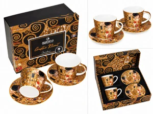 Luxusní porcelánová souprava šálek s podšálkem 2x250 ml,G. Klimt – The Kiss