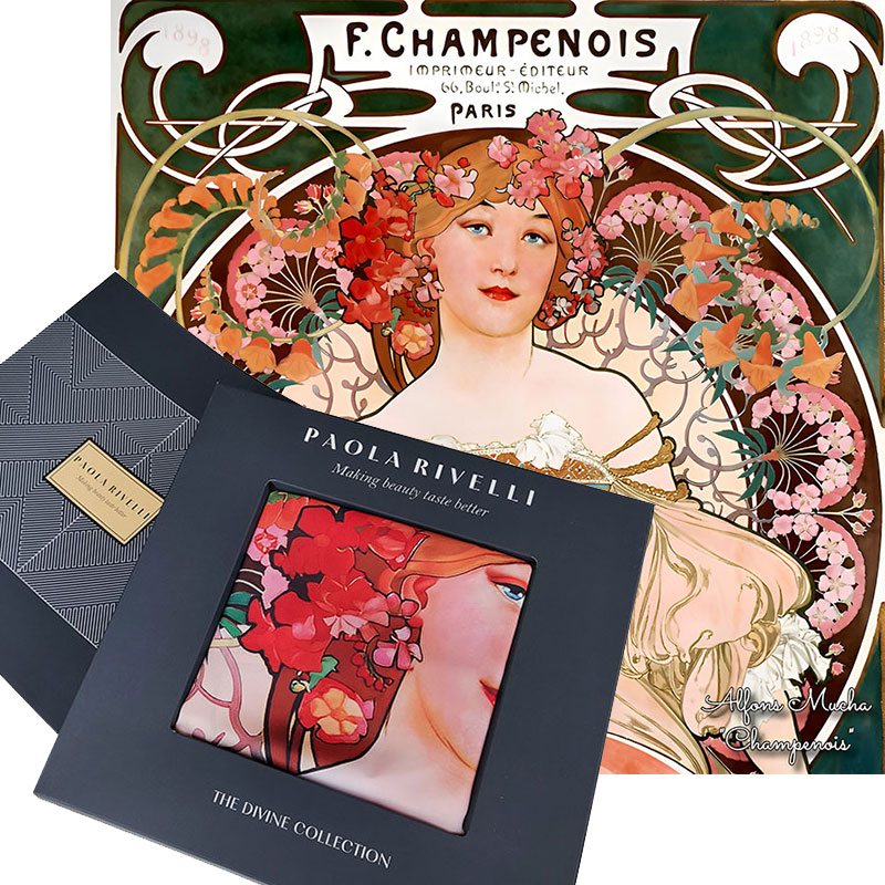 PAOLA RIVELLI Šátek, 90 x 90 cm Alfons Mucha F. Champenois Imprimeur-Éditeu