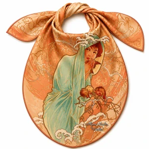 PAOLA RIVELLI Šátek, 90 x 90 cm Alfons Mucha Čtyři roční období Zima