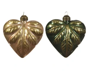 Kaemingk Set 2 ks vánočních ozdob, 8 cm, skleněné, plastický vzor, ​​zlatá