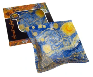 Luxusní skleněná miska Vincent van Gogh Hvězdná noc WAVE 25×25 cm, zvlněná