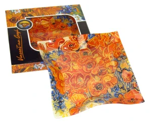 Luxusní skleněná miska Vincent van Gogh Máky a sedmikrásky WAVE 25×25 cm, zvlněná