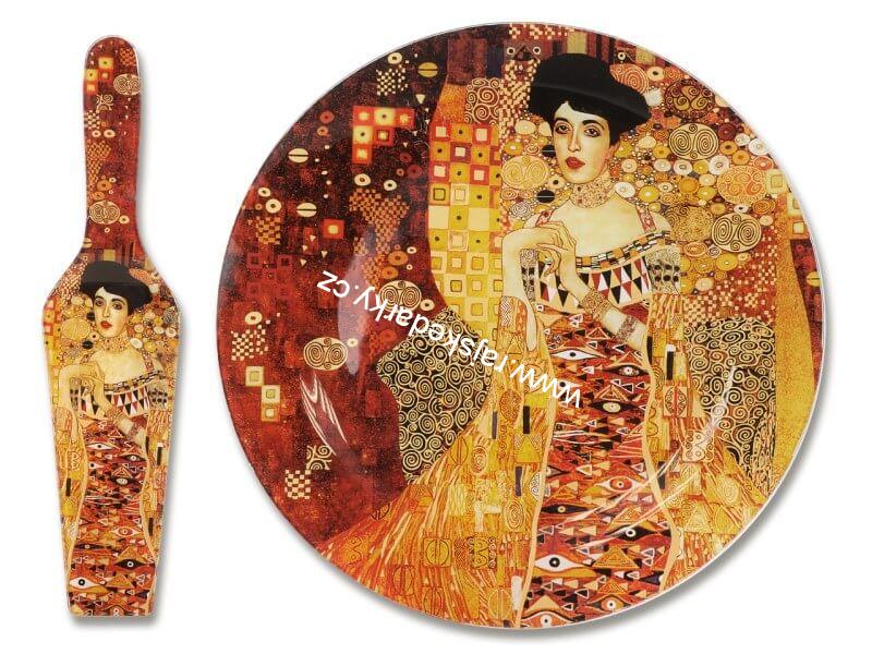 Skleněný tácek 30cm Gustav Klimt, Adela Bloch+lopatka, CARMANI
