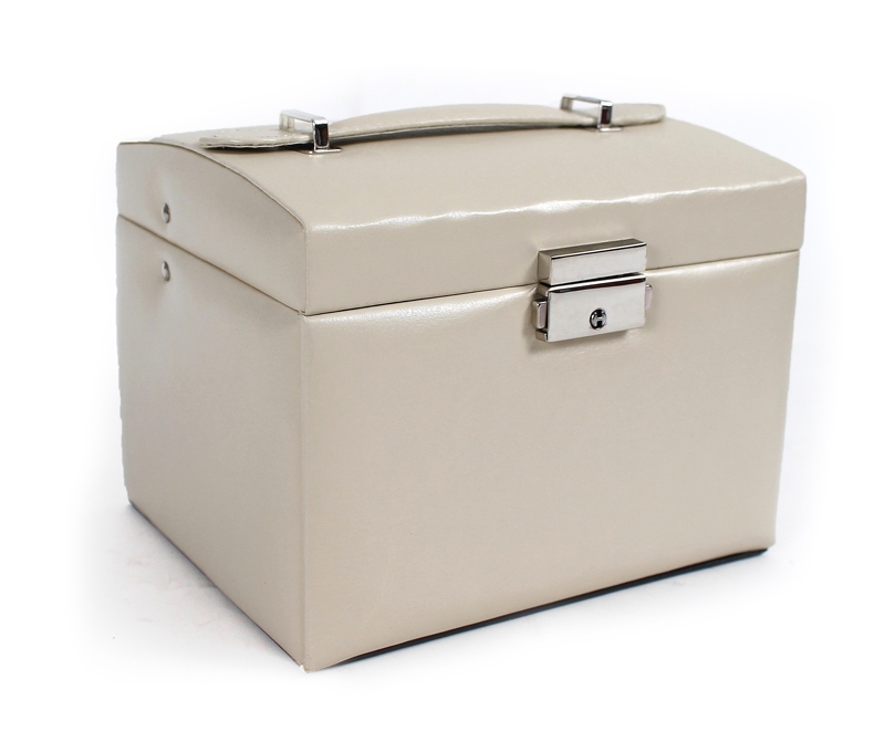 Luxusní kožená šperkovnice krémová, 50602E