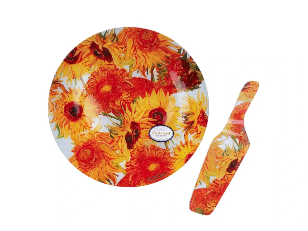 Skleněný tácek 30cm s lopatkou V.van Gogh Slunečnice, CARMANI,1981225