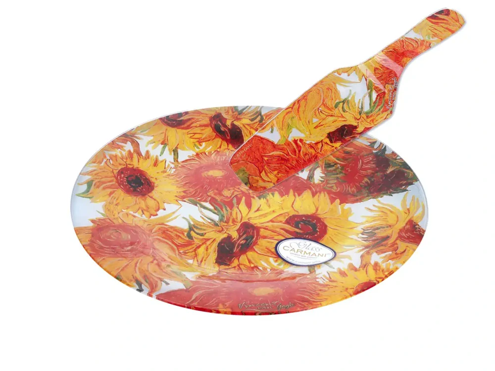 Skleněný tácek 30cm s lopatkou V.van Gogh Slunečnice, CARMANI,1981225