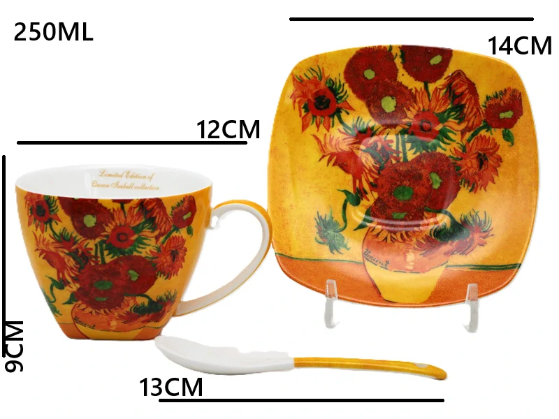 Šálek s podšálkem 250 ml/set 2 ks Vincent van Gogh Slunečnice, Heritage of Arts