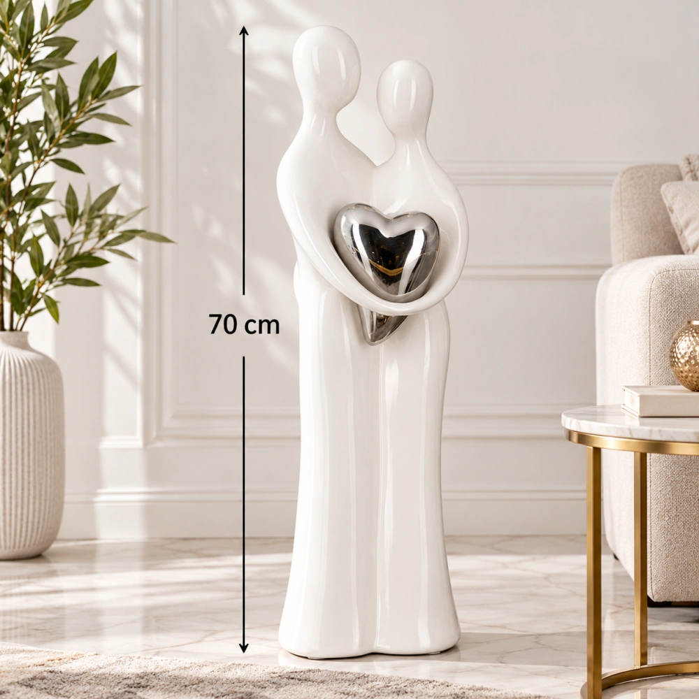 GILDE Casablanca Design socha Zamilovaný pár se srdcem keramika 70 cm
