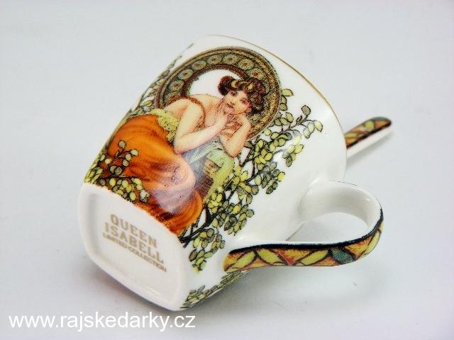 Set 2 ks espresso šálek s podš, Alfons Mucha Stones, QUEEN ISABELL