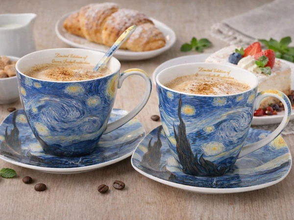 Šálek s podšálkem 250 ml/set 2 ks Vincent van Gogh Starry Night, Heritage of Arts
