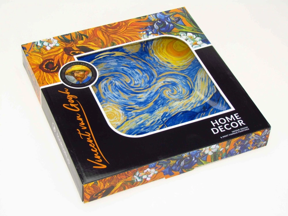 Luxusní skleněná miska Vincent van Gogh Hvězdná noc WAVE 25×25 cm, zvlněná