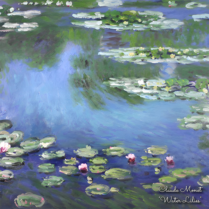 PAOLA RIVELLI Šátek, 90 x 90 cm Claude Monet Water lilies