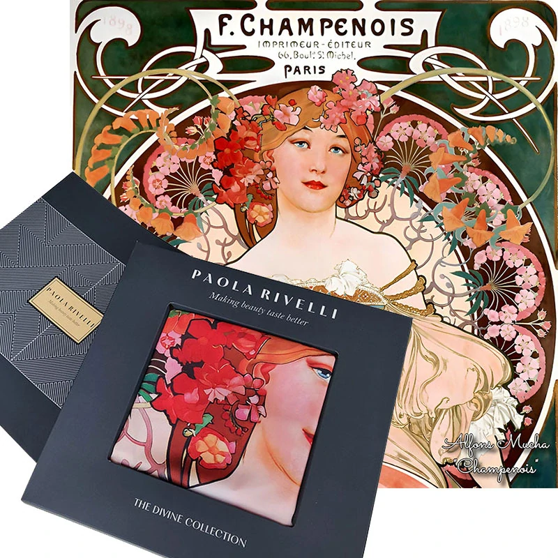 PAOLA RIVELLI Šátek, 90 x 90 cm Alfons Mucha F. Champenois Imprimeur-Éditeu