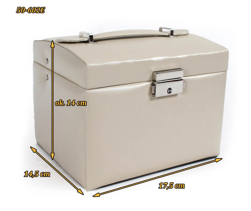 Luxusní kožená šperkovnice krémová, 50602E